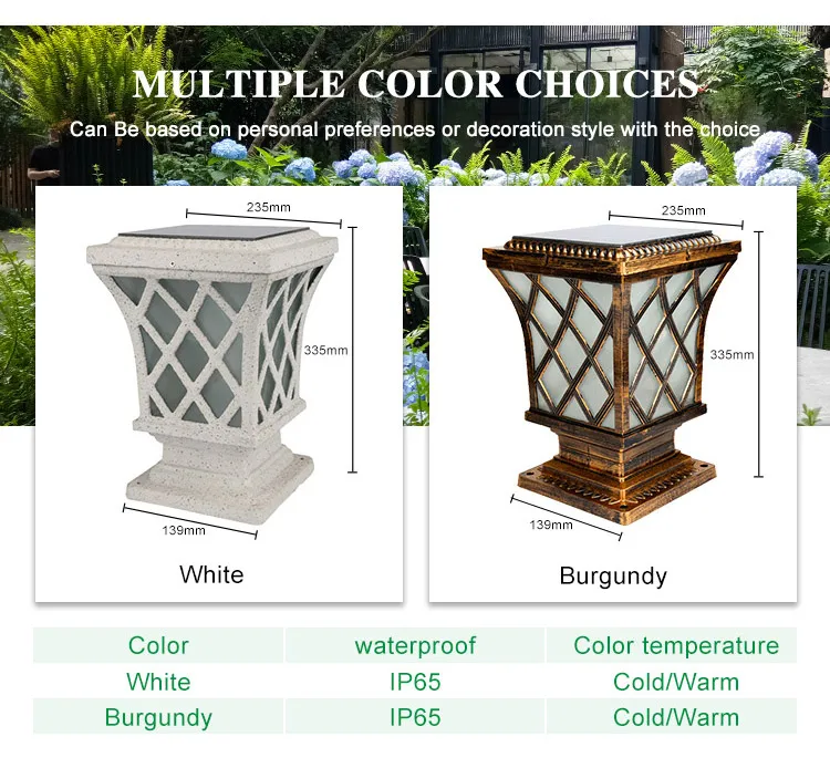 6V high-end aluminum outdoor pillar LED aluminum solar garden light