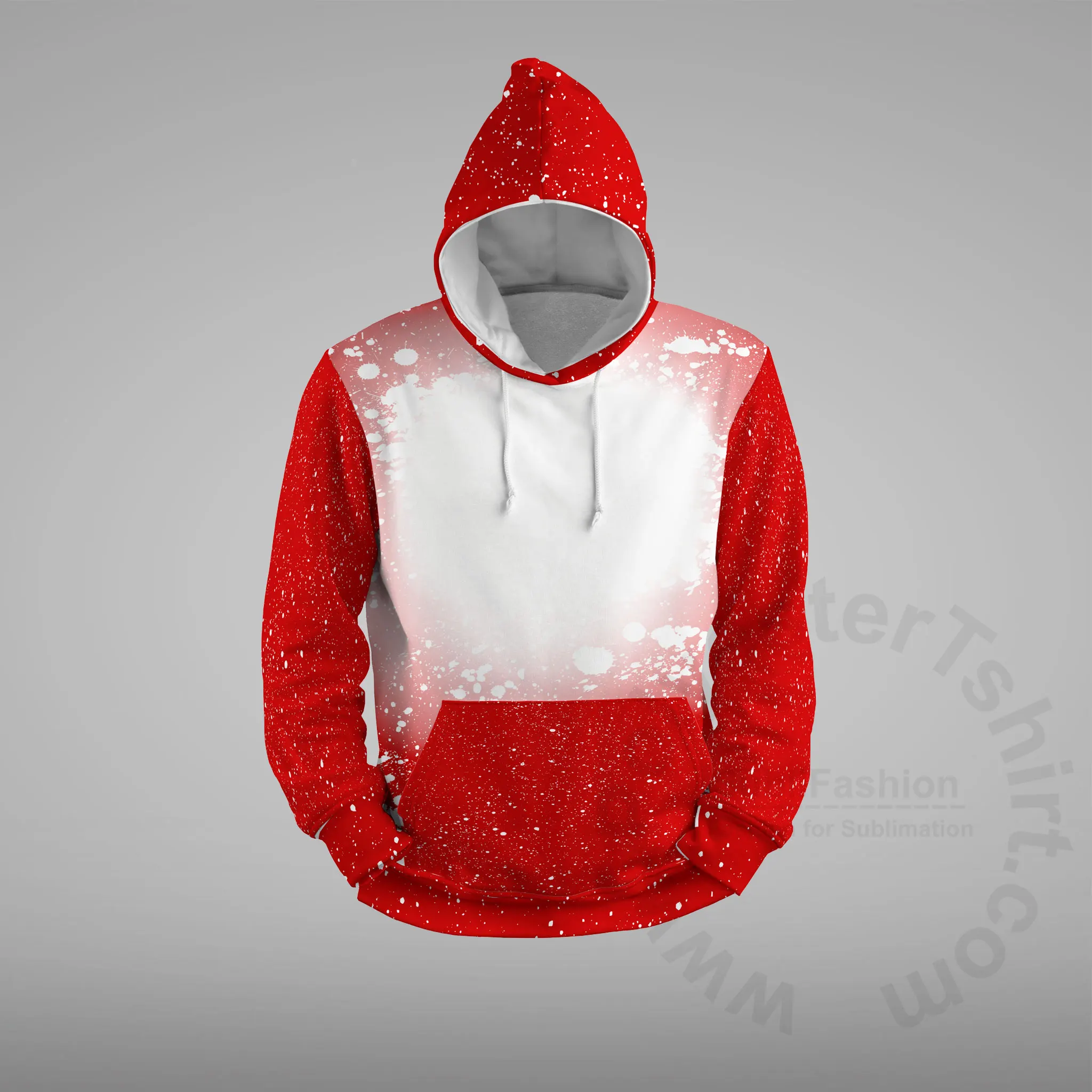 Faux Bleach Design Hoodie 100% Polyester Winter Autumn Clothes Full Sublimation Printing Real Factory