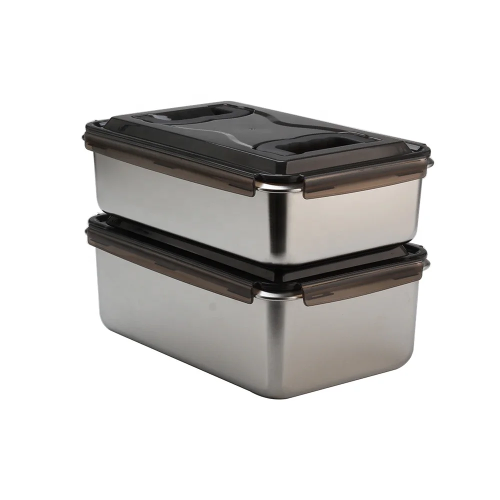 Stainless Steel BPA Free Rectangular   Airtight Kimchi/Pickle/Food Storage Container Saver,2 Handle