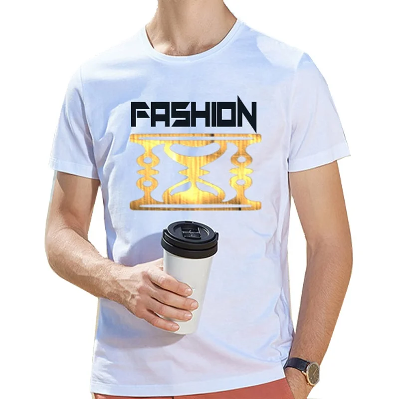 Fashion street wear boys silver foil t shirt reflective logo printed gold t-shirt unisex cotton poly blend t shirt in bulk