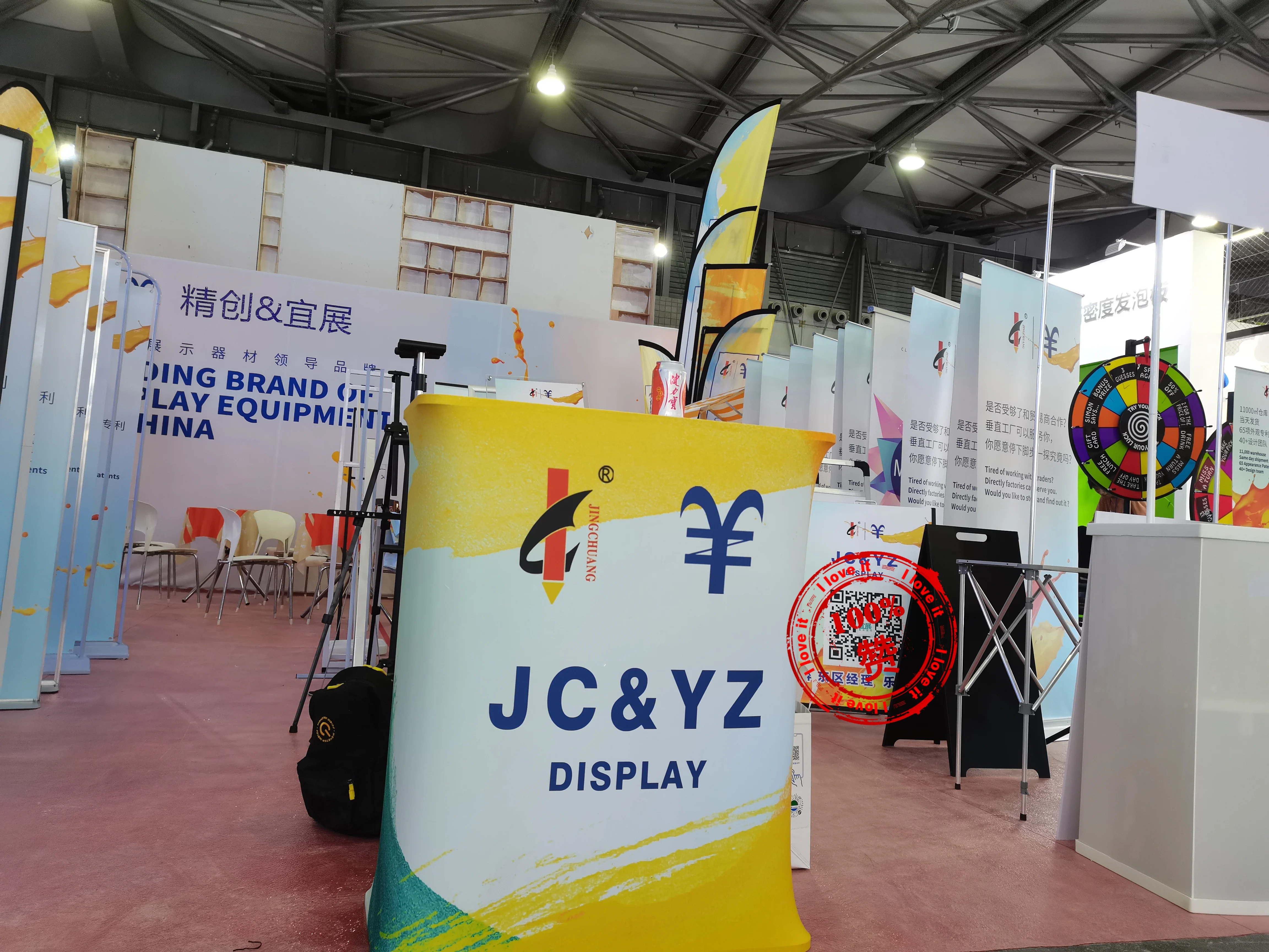 Pop up Counter Foldable Trade Show Aluminum Custom Table Display Stand Oval Tension