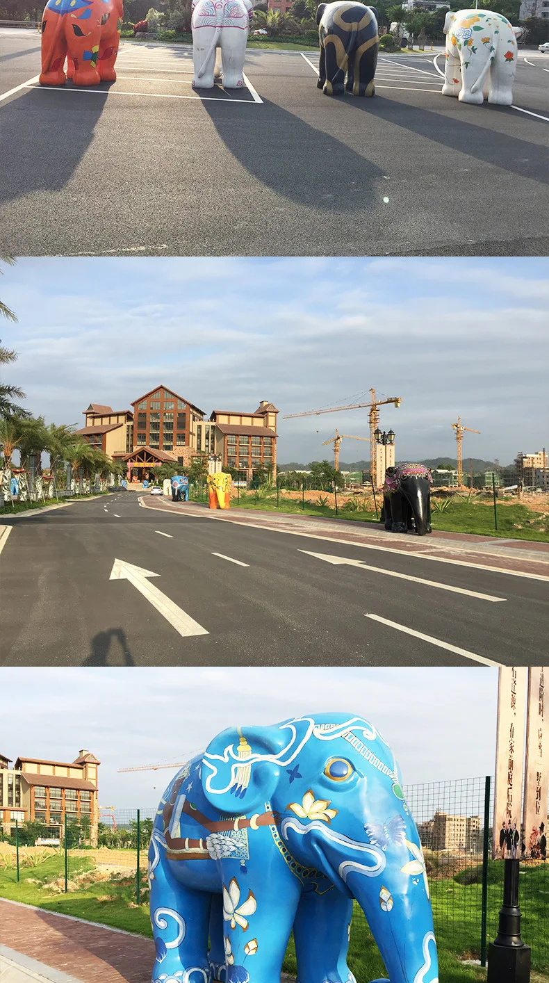 Pop Art Cute Cartoon Elephant Fiberglass  Figurine  For Decoration of The Shopping Mall Building Square