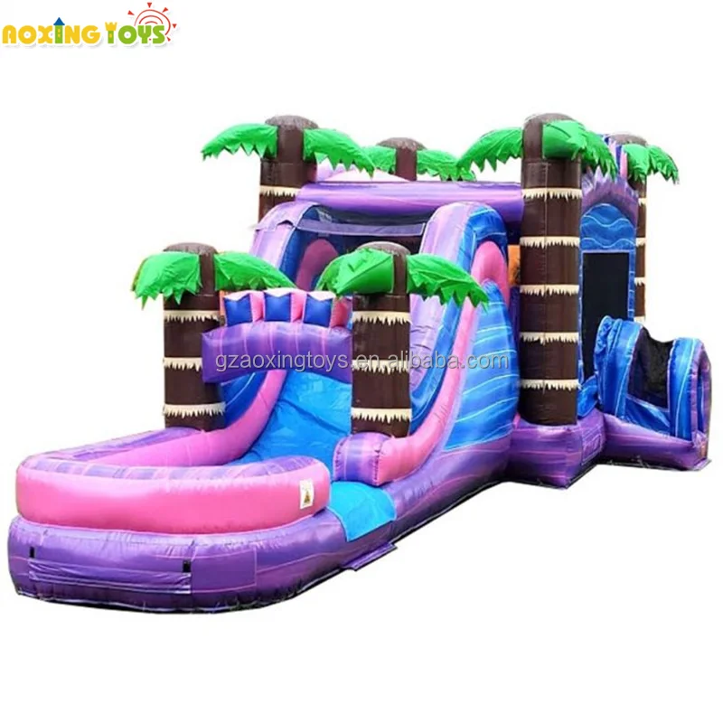 Coconut Tree Kids Giant Inflatable Bouncer Bounce House Water Slide Combo With Pool For Sale