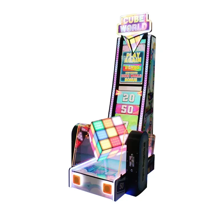 Coin operated games lottery tickets machine indoor games cube world kids ticket redemption game machine