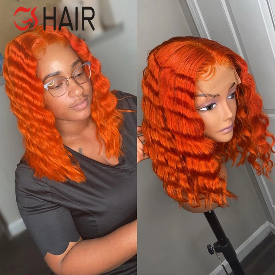 Orange Ginger Short Bob Remy Virgin Brazilian Human Bob Wigs For Women 180% Lace Front Human Hair Wigs Wholesale Vendor