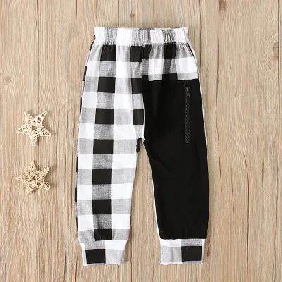 2020 Kids Boys Red Plaid Casual Bottom Zipper Pocket Pants Leggings Harem Pants Trousers Kids Spring Autumn Clothing