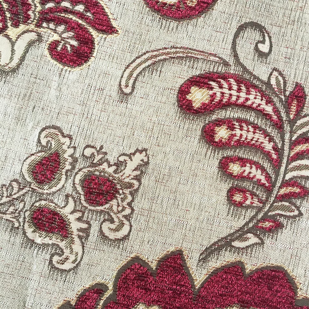Home Textile Customized Style Chenille Fabric Manufacturers Upholstery 100% Designer Fabric Floral Polyester Jacquard Fabric