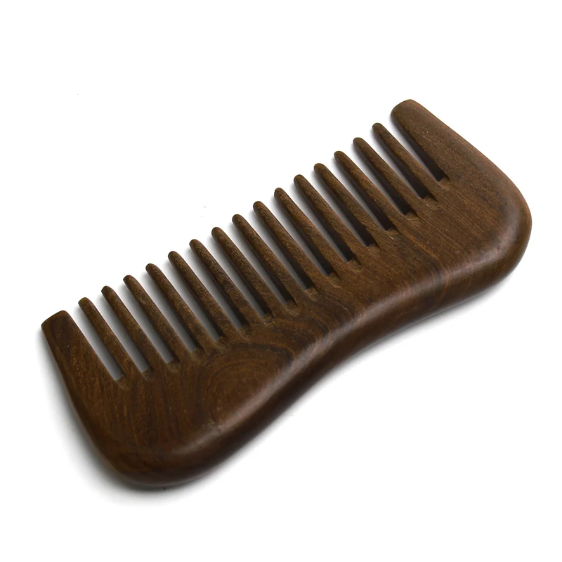 Wide Tooth Wood Handmade Natural Green Sandalwood No Static Comb with Aromatic Scent for Detangling Curly Hair and Gift