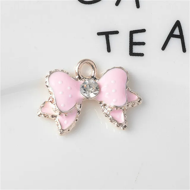 DIY Zinc Alloy Diy Pendants Jewelry Making  Accessories  Enamel Enameled Bow Bowknot Charm