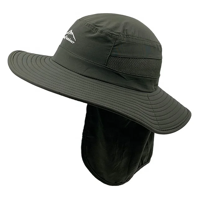 RTS портативная Полиэстеровая уличная Солнцезащитная однотонная широкополая шляпа с застежкой на шею для охоты и рыбалки Панама