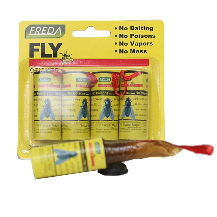 Latest Design Customized 4 Rolls Sticky Catch Flies Paper Flying Glue Trap Ribbon Disposable Fly Trap