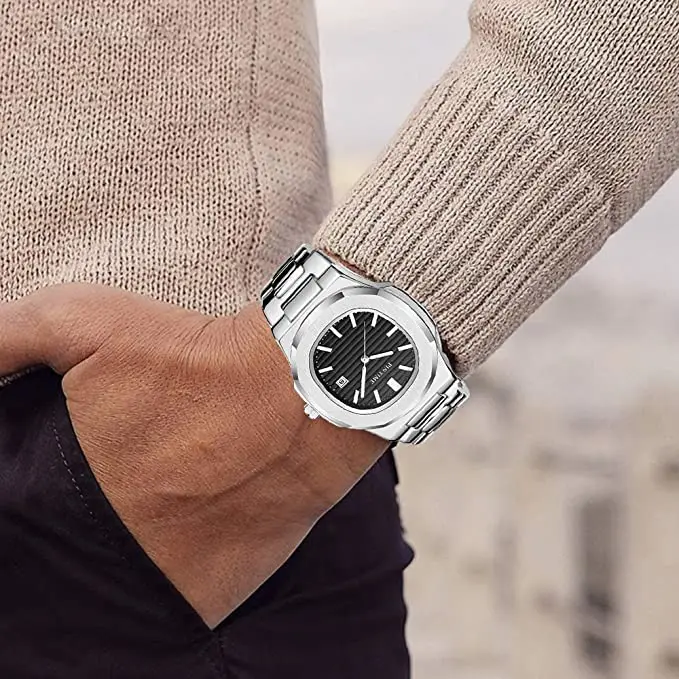 PINTIME Mens Watches Top Brand Luxury Gold Steel Business Watch Men Waterproof Sport Clock Relogio Masculino Reloj Hombre