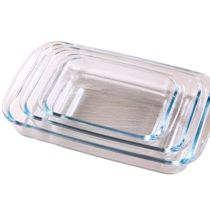 Large Heat-Resistant Tableware Toughened Deep Glass Pizza Cheese  Baking Tray Dish Sets