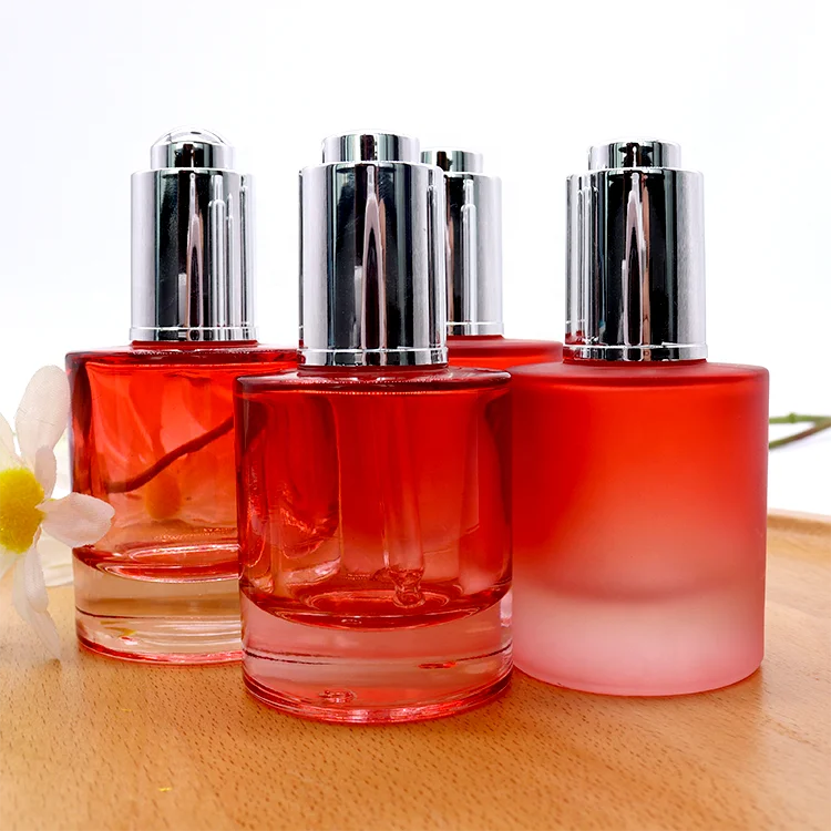 Reliable And Cheap Matte Dropper Bottle ,Push Button Flat Shoulder 30Ml Frosted Cosmetic Glass Botol Parfum