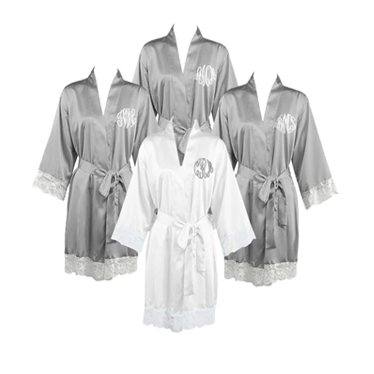 satin robe kimono women silk robe custom logo bridesmaid /bride silk robe