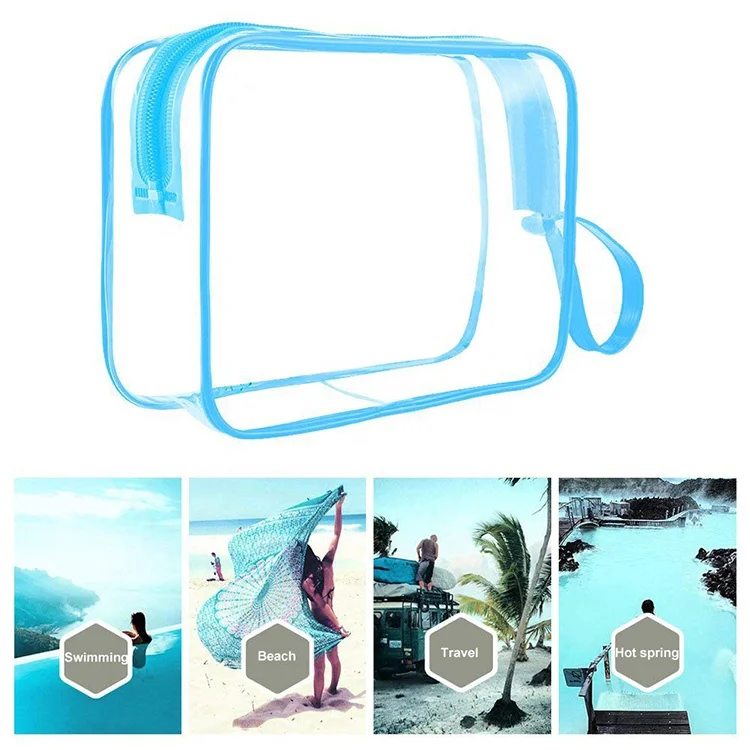 Wholesale PVC Clear Vinyl Zippered Makeup Pouch Transparent Waterproof Cosmetic Bag PVC Toiletry Bag