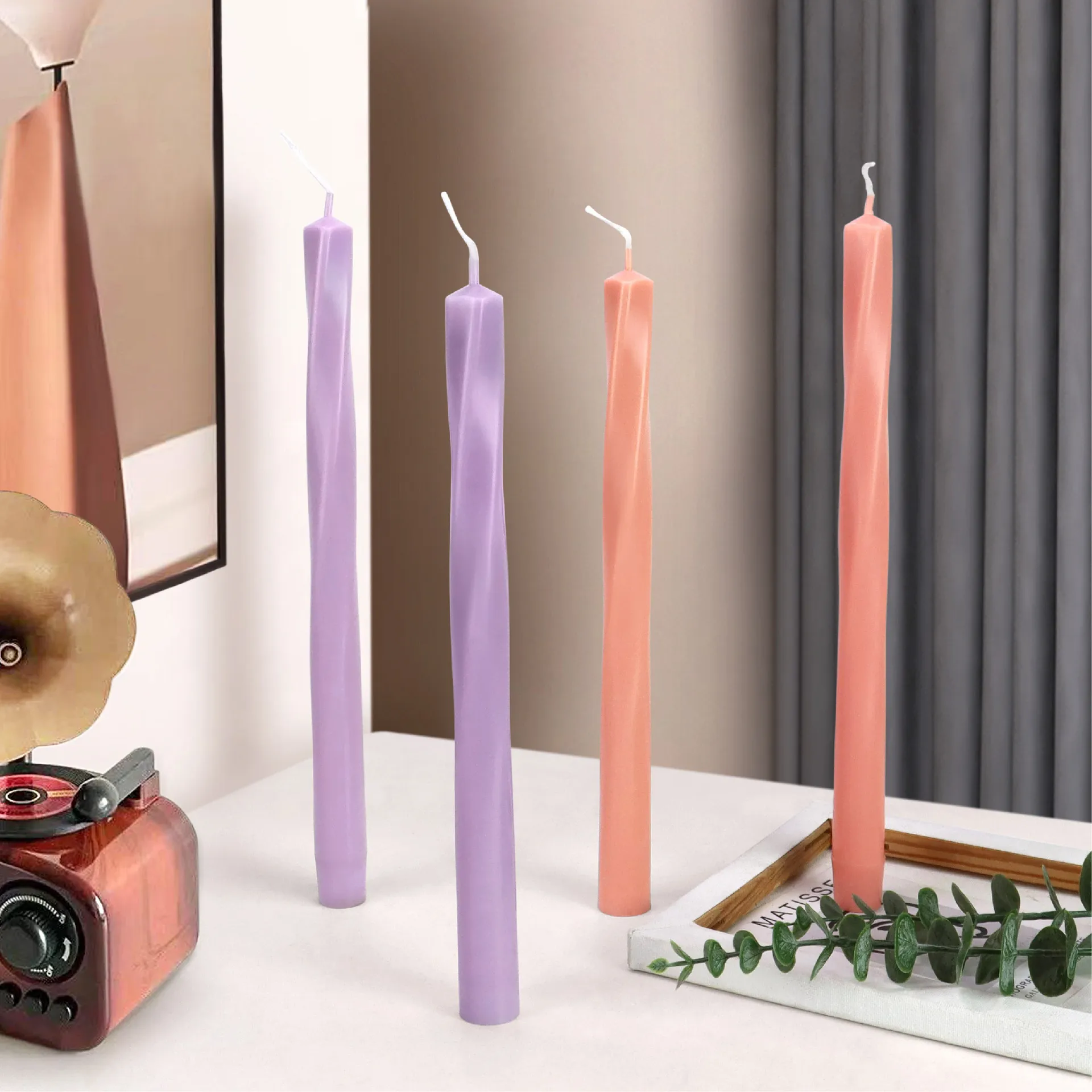 KK117 Square Column Spiral Rod Wax Plastic Candle Molds Dual-Purpose with Silicone Ring can be used as Rack Candle Acrylic Mold