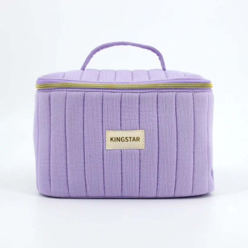 BSCI Custom Eco Friendly Recycle Organic Plain Cotton guzze Zipper Make Up Case Large Vanity