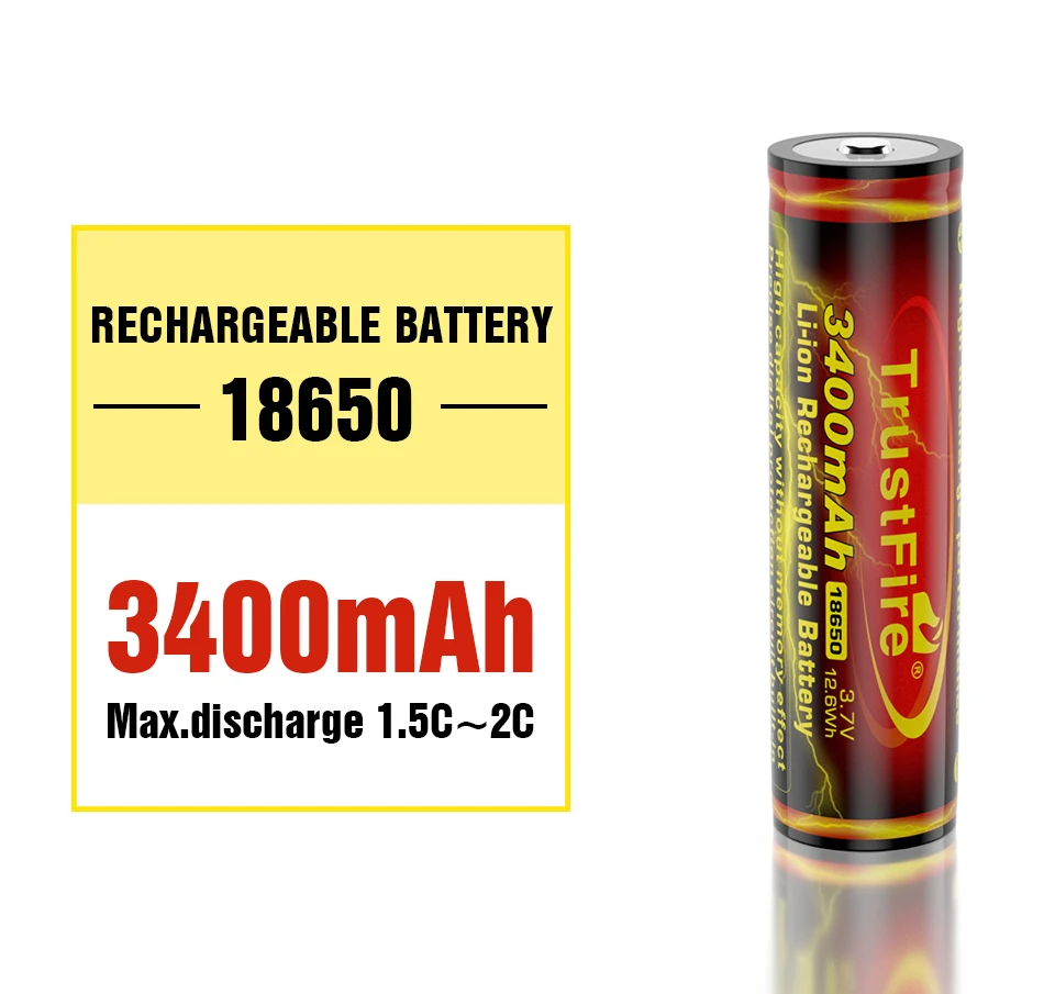 Trustfire 3 7 V 3400mAH литий-ионный аккумулятор 18650 батарея летучая мышь