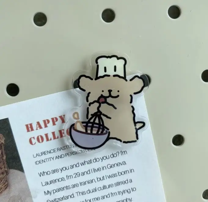 Cartoon acrylic love hug puppy refrigerator magnet Korean line hole hole plate magnetic suction door decorative magnet
