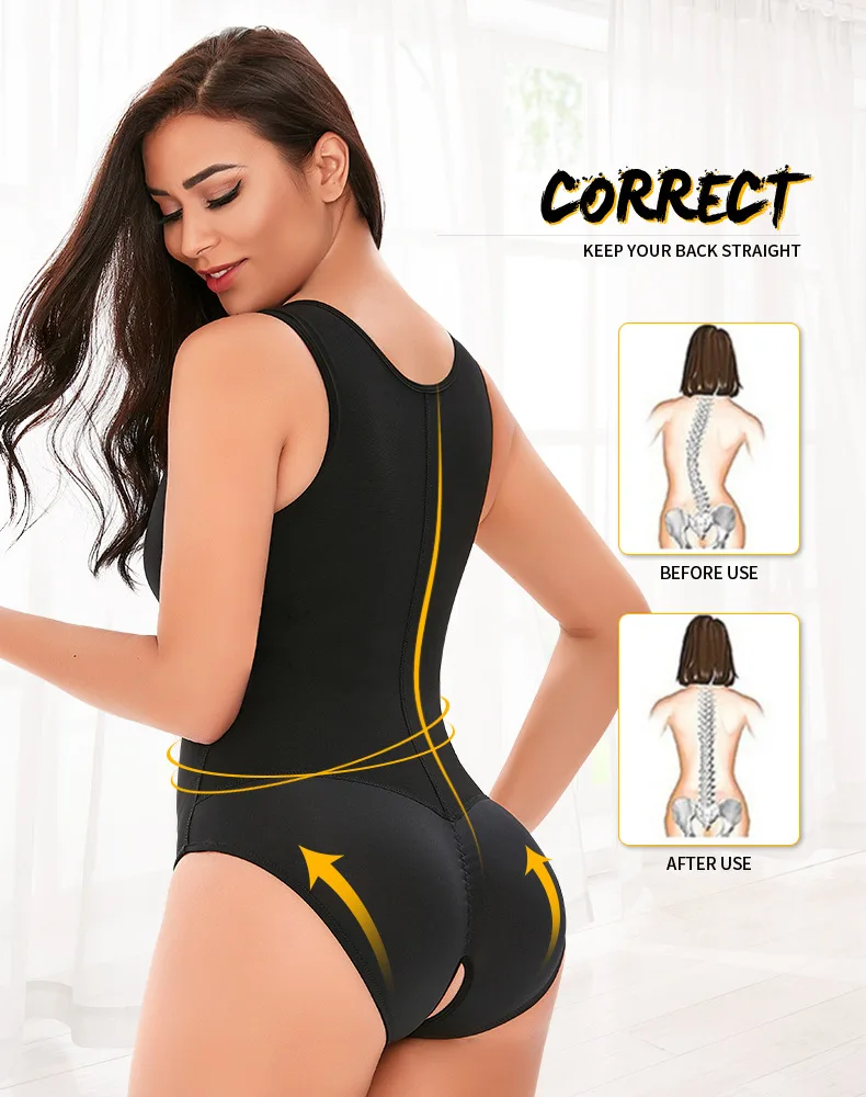 Newest Slimming Tummy Control Zipper Briefs Butt Lifter Enhance Compression Girdle Shapewear