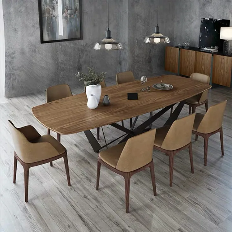 Rectangular Walnut Dining Table and Chairs Modern Nordic Furniture Solid Wood Dining Table Home Furniture Wooden 7 -15 Days 5pcs