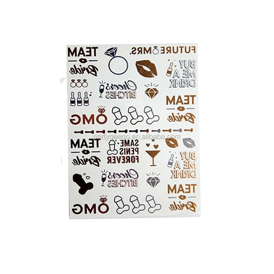 Bride And Bride Tribe Gold Temporary BIig Tattoos