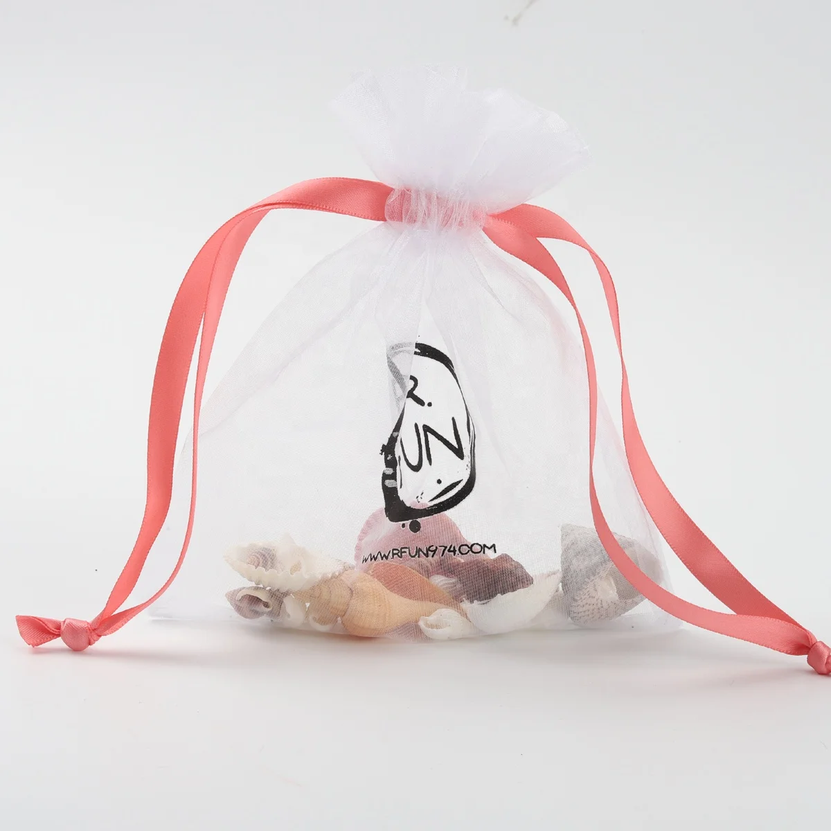 Screen Printing Organza Drawstring Packaging Bag Organza Soap Pouch