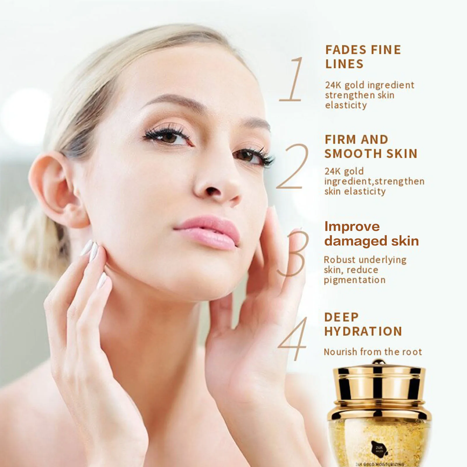 Wholesale price Halal cosmetic 24K gold moisturizing cream Mildly moisturizes whitening face cream