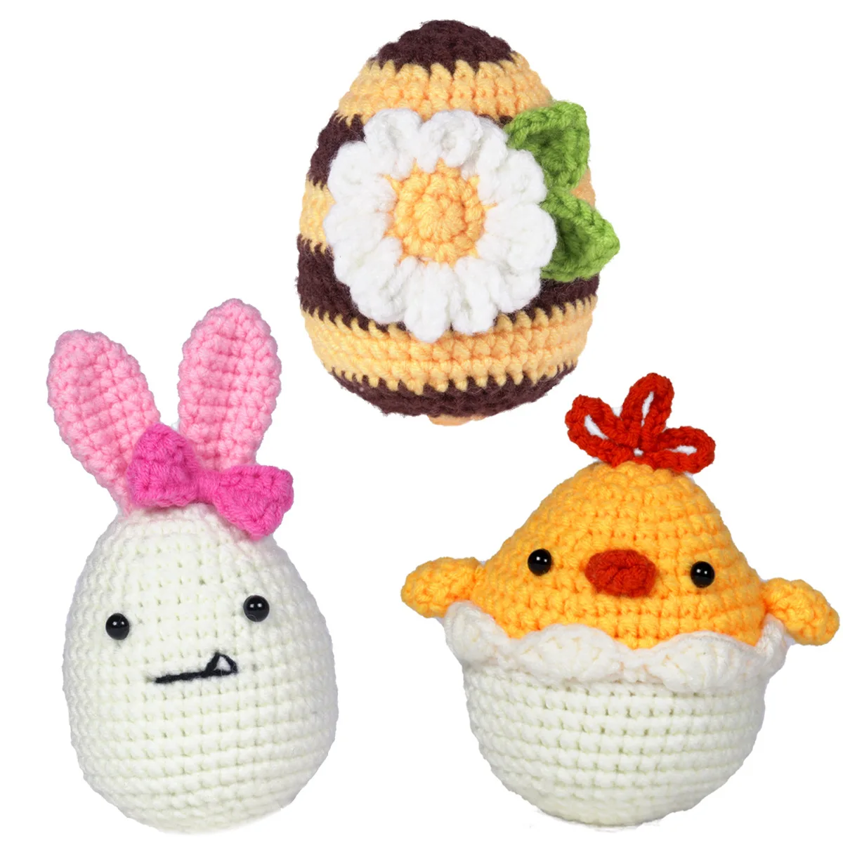 High Quality Easter Bunny Chicken Egg Crochet Kits 3pcs For  Handmade DIY beginners