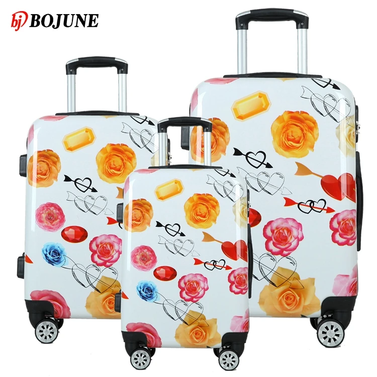 Wholesale flower print child suitcase sky travel luggage abs PC luggage bag set