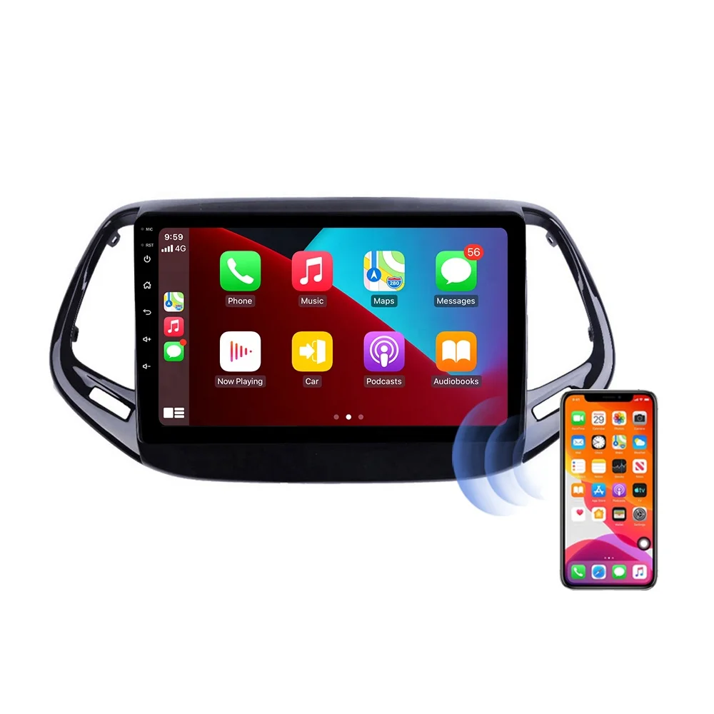 HD multimedia 10.1 inch Carplay car video android 1+16GB GPS WIFI DSP car dvd player for Jeep Compass 2017