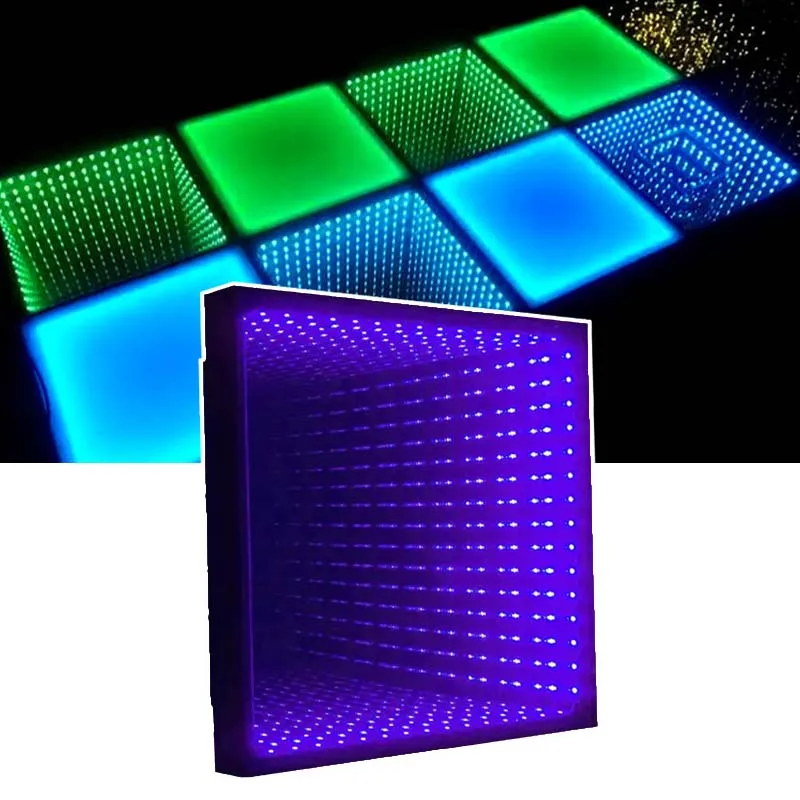 Interactive Dance Floor Fast Set UpMagnet 3d Infinity Mirror Led Dance Floor For LED DJ Light Party Events Dancing Floor Panel