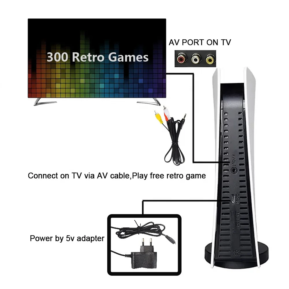 8 Bit Mini Game Station 5 TV Consola For P5 Design with 300 Classic Games USB Wired Retro Video Game Console For NES