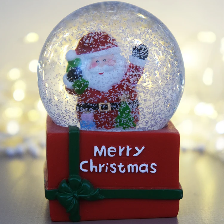 65mm Christmas Souvenir Snow Globe Resin handicraft Santa Claus Water Globe For Christmas Decoration