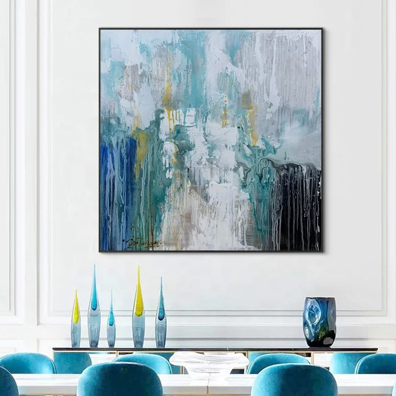 Wall Art Decoration Abstract Green Black and White Canvas Painting Hand Made Oil Painting Canvas Art