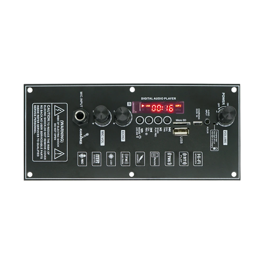 3.7V 2X10W Trolley Speaker Amplifier Boards Bluetooth Module Circuit Audio Player Button Bluetooth Digital Signage MP3