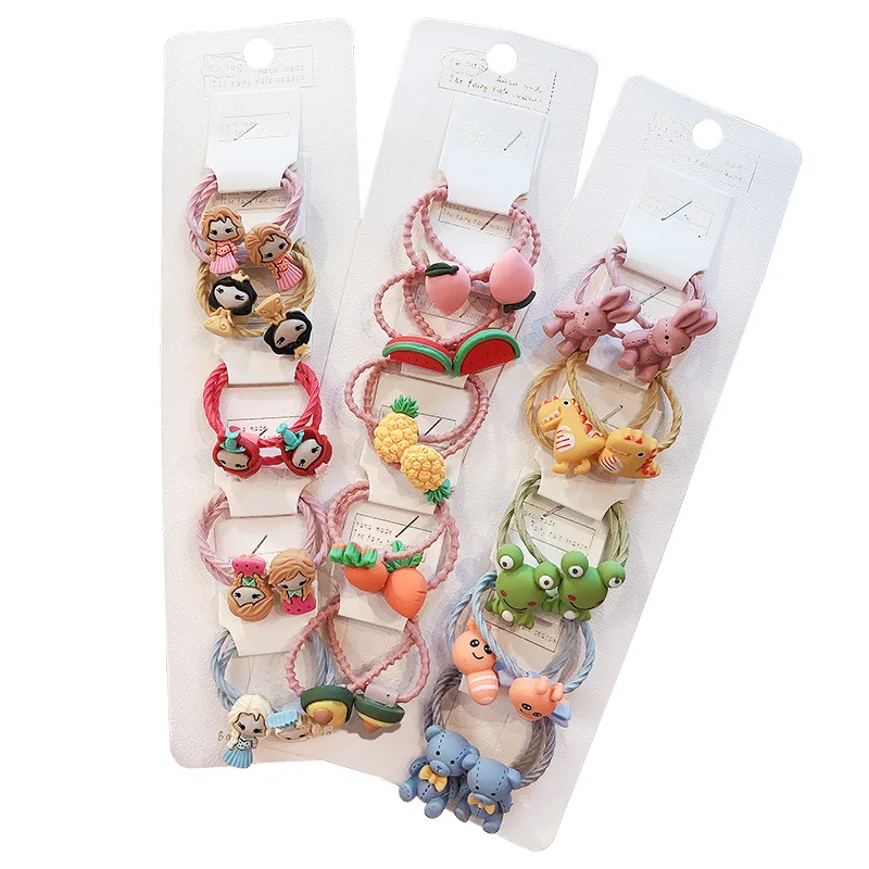 10PCS/Set Cute Baby Cartoon Animals Hair bands Girls Elastic Rubber Band Headwear Kids Hair Accessories