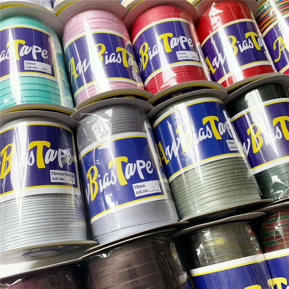 15mm 5/8 inch 100% Polyester Single Fold Satin Bias Binding Tape sewing thread polyester laces AW bias Trimming