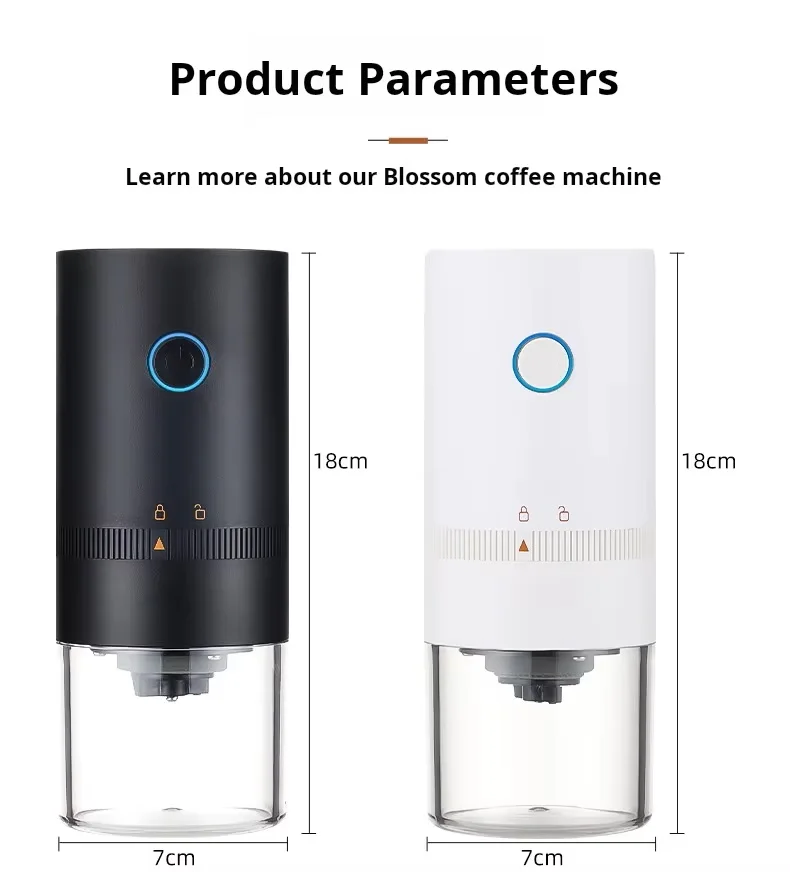 Portable Coffee Grinder - Electric Burr Coffee Grinder for Traveling, Camping, Office - Rechargeable and Cordless Coffee Grinder