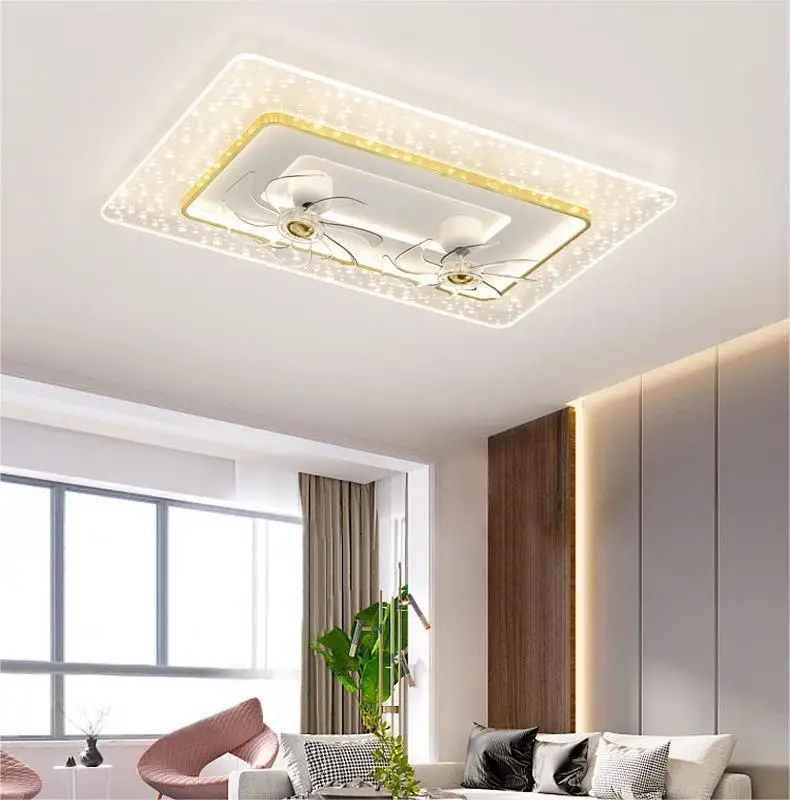 Beautiful Residential Dimmable Acrylic Gold Metal Aluminum LED Luxury Remote Control Fan and Light Switch