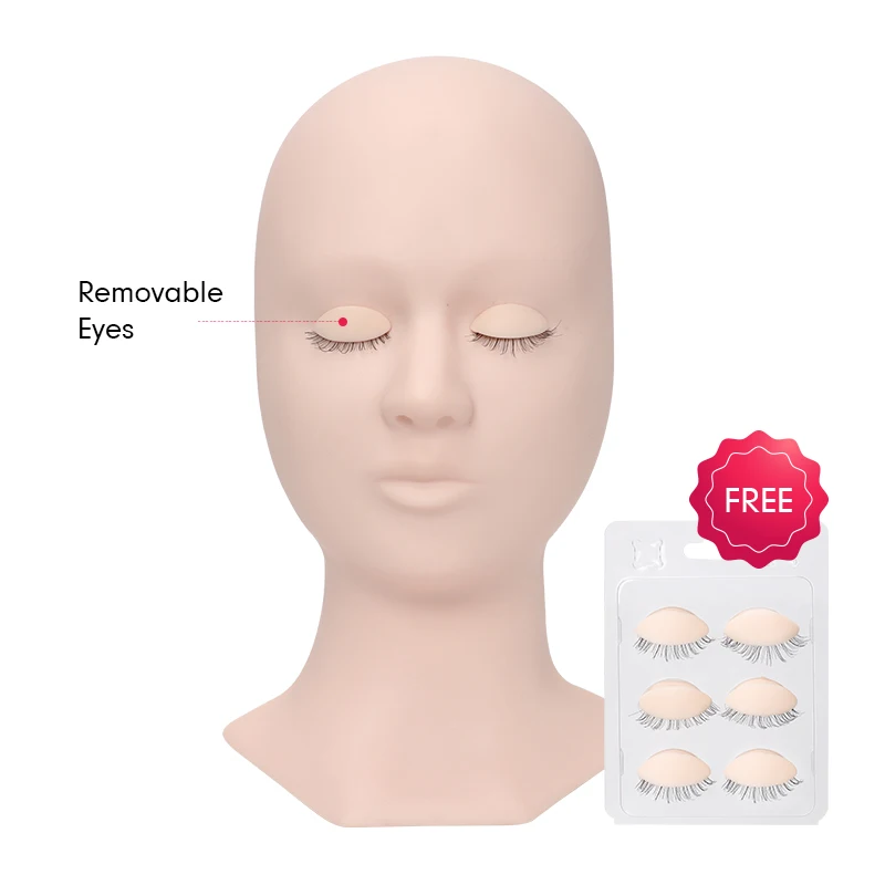 Оптовая продажа съемных мягких силиконовых головок манекена для наращивания ресниц
