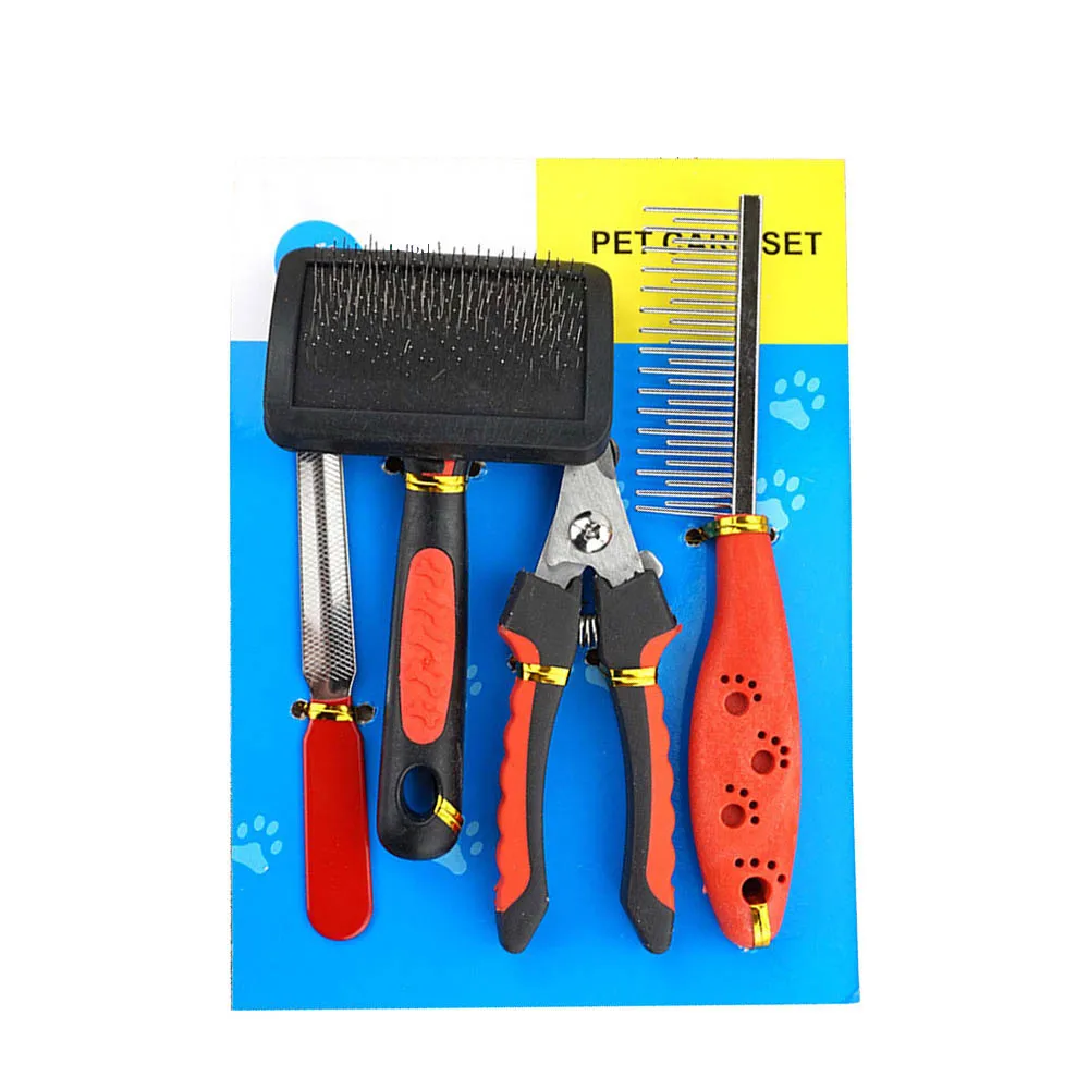 4 Pieces Pet Grooming Tools Set with Box Bundled Cleaner Dog for Medium Dogs Cats
