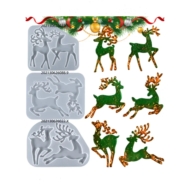 Рождественские Формы DLR668 для оленей и рогов из силиконовой смолы, силиконовая форма для оленя, форма для эпоксидной смолы, инструменты для изготовления украшений
