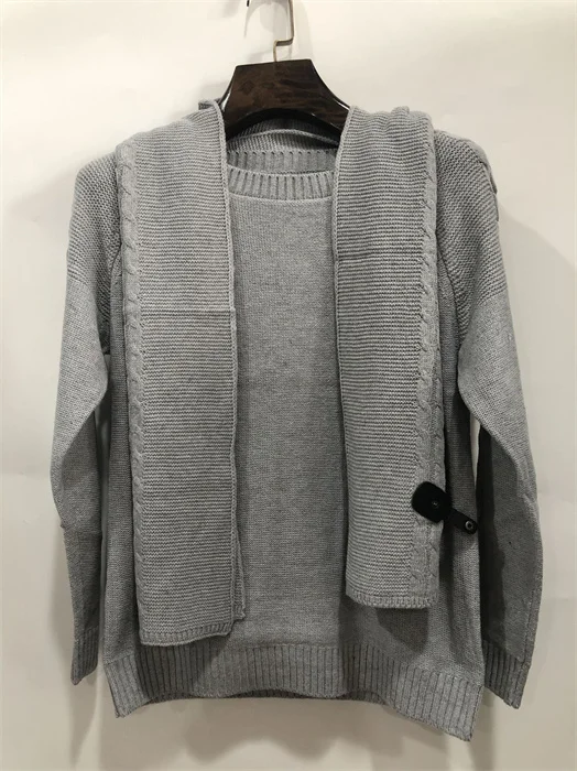 Hot Sale Winter Long Sleeve Twist Flowers Scarf Outdoor Outfit Clothing Trendy Slim-fit Round Neck Sweaters For Men