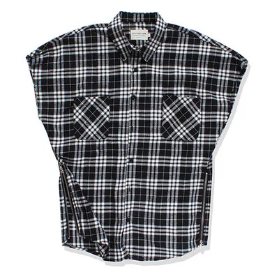 
high quality cotton tartan flannel sleeveless shirt 