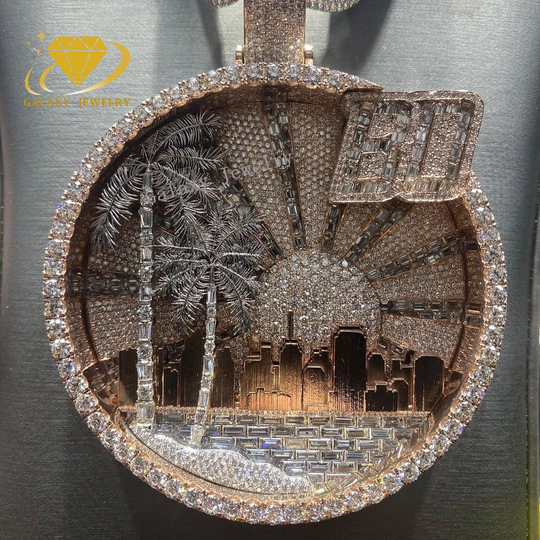 Trendy Mossanite Jewelry 925 Sterling Silver Custom Diamond Chain Pendant Iced Out Hip Hop Pendant Necklace Moissanite Pendant