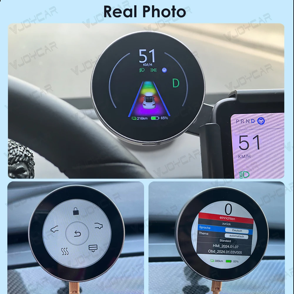 Vjoycar Dashboard Display 2.5inch Front Speedometer Wireless Charging For Tesla Model 3 Model Y Accessories 2023+