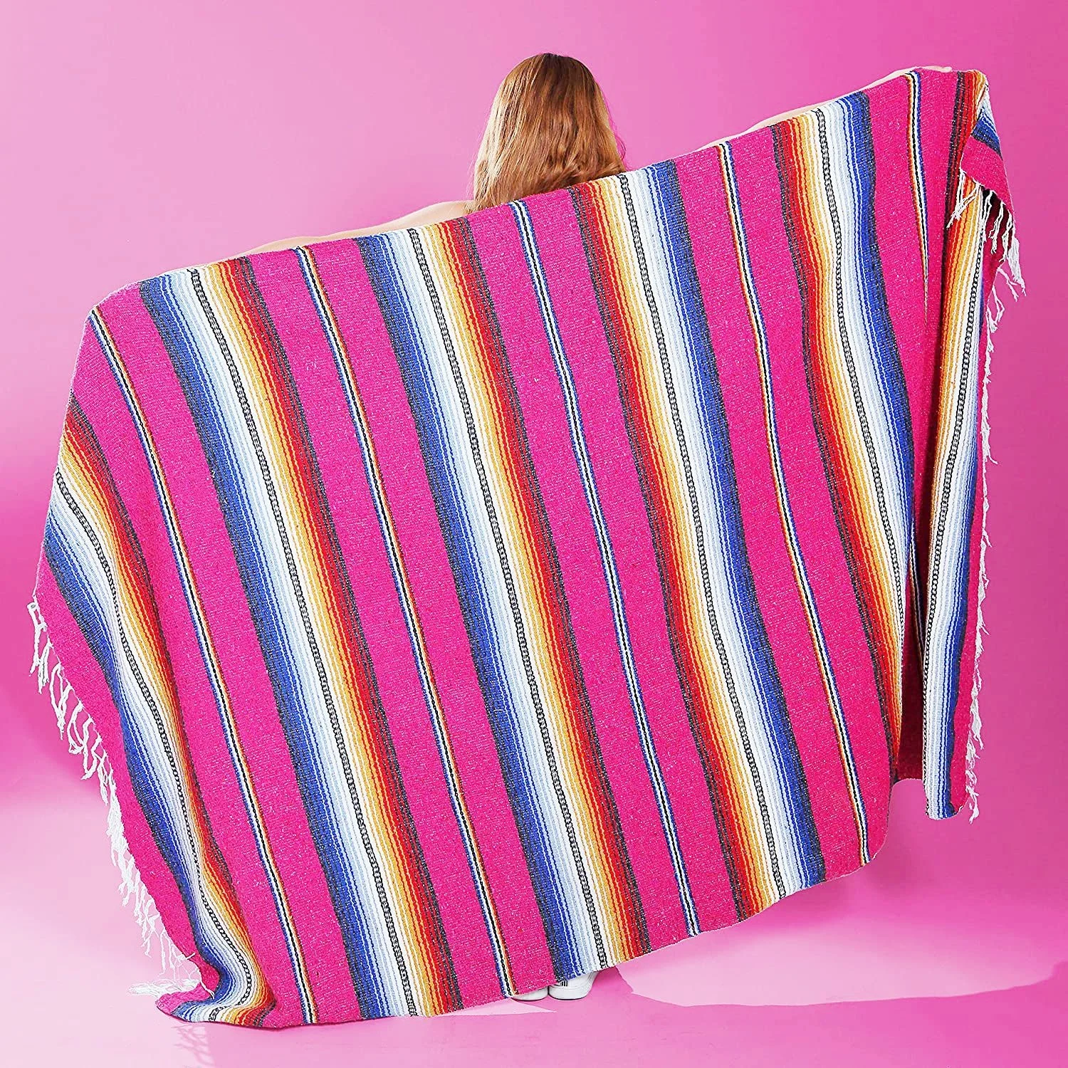 Large Artisanal Mexican Blankets Colorful Fiesta Beach Yoga Outdoor Throw Mexican Serape Blanket