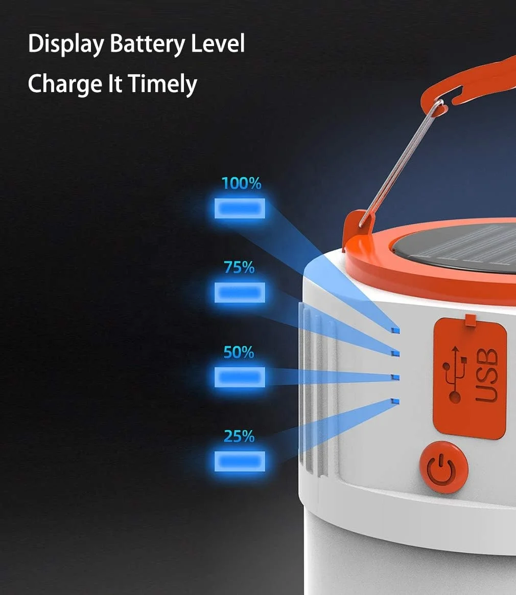 Hot Selling Camping Lantern Solar Rechargeable, LED Tent Light Ultra Bright for Camping